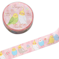 Washi Tape Saezuri Birds Rose - Made in Japan | Moshi Moshi Paris