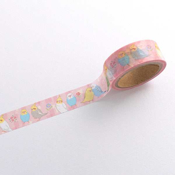 Washi Tape Saezuri Birds Rose - Made in Japan | Moshi Moshi Paris