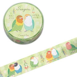 Washi Tape Saezuri Birds Vert - Made in Japan | Moshi Moshi Paris