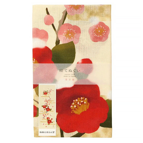 Tenugui Plum Camellia Botan Snow - Déco Japonaise | Moshi Moshi Paris