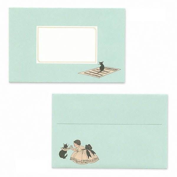 Papier Lettre & Enveloppe Japonais - Cat Piano | Moshi Moshi Paris