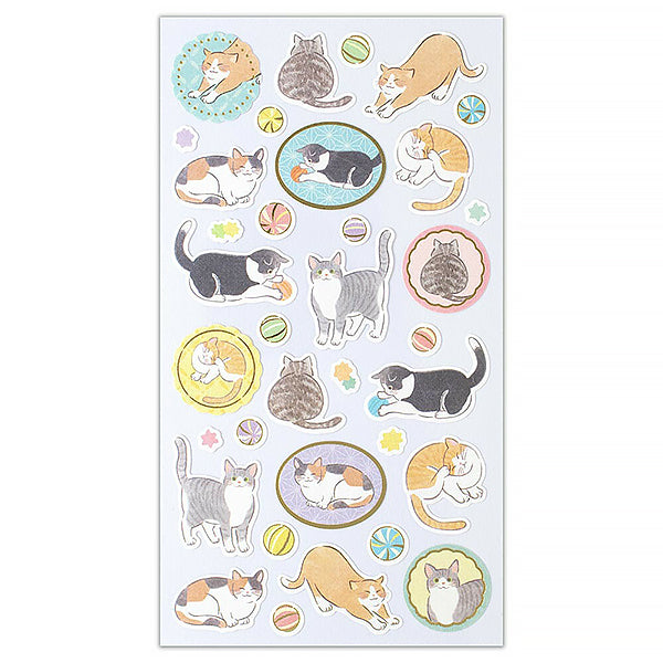 Stickers Seal Yufumi Cat - Feuille d'Or | Moshi Moshi Papeterie 