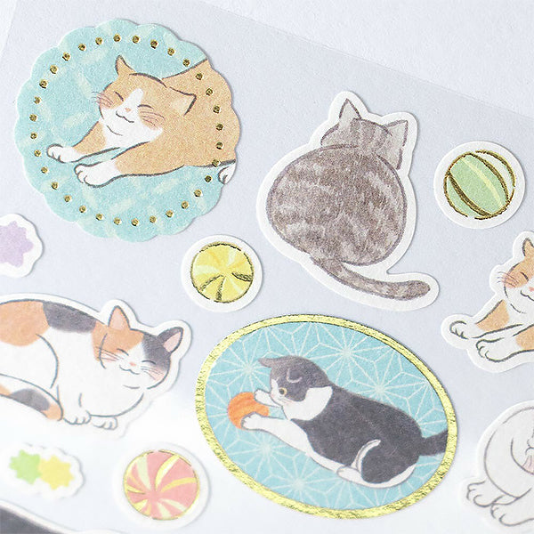 Stickers Seal Yufumi Cat - Feuille d'Or | Moshi Moshi Papeterie 