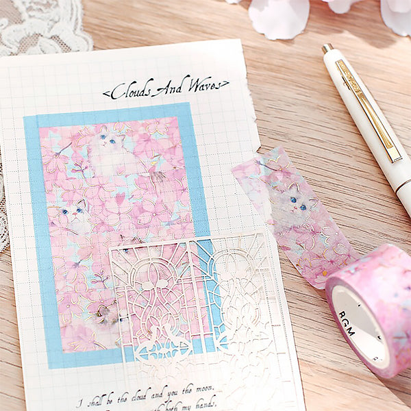 Washi Tape Flower & Cat - Cherry Blossom | Moshi Moshi Paris