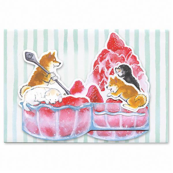 Carte Pop Up Shiba Inu Bingsu - Kawaii | Moshi Moshi Papeterie Japan