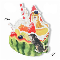 Carte Pop Up Shiba Inu Fruits - Kawaii | Moshi Moshi Papeterie Japan