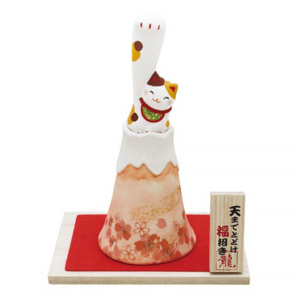 Figurine Maneki Neko Delivered To The Sky - Red Fuji