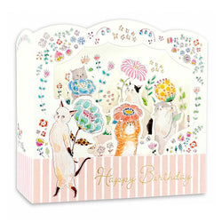 Carte Pop Up Chat Komugi Flower - Birthday | Moshi Moshi Paris