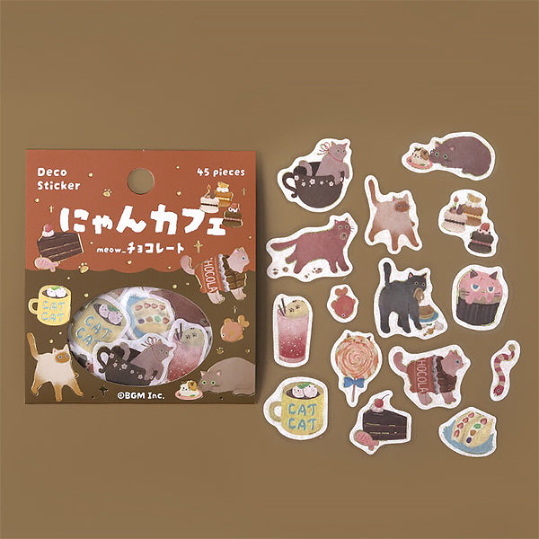 Stickers Kawaii - Neko Coffee Chocolate | Moshi Moshi Papeterie