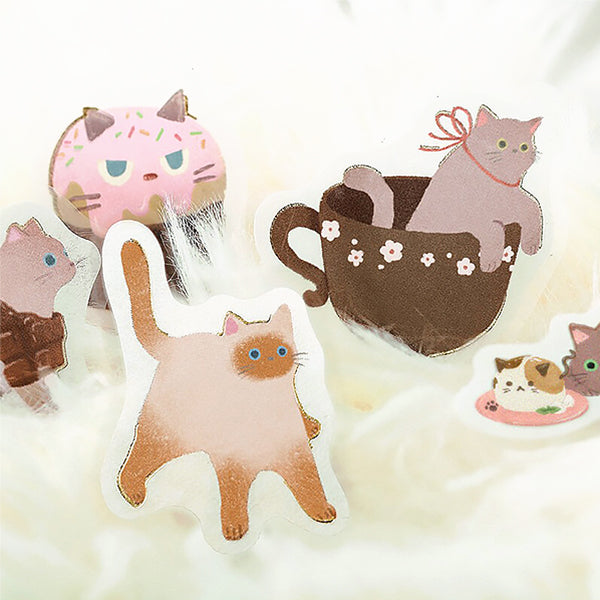 Stickers Kawaii - Neko Coffee Chocolate | Moshi Moshi Papeterie