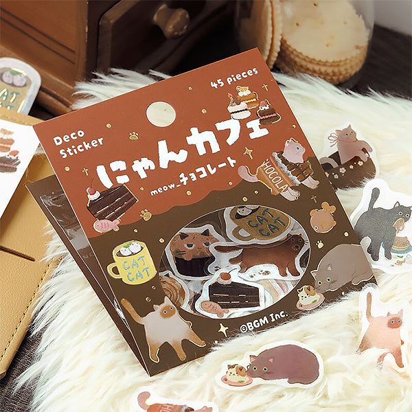 Stickers Kawaii - Neko Coffee Chocolate | Moshi Moshi Papeterie