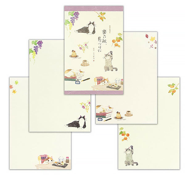 Papier Lettre Chat Nekorobi - Fun Autumn | Moshi Moshi Paris