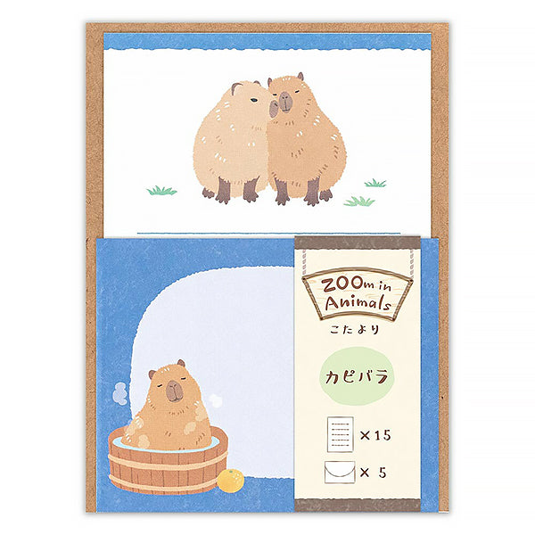 Papier Lettre Enveloppe Zoo in Animlas - Capybara | Moshi Moshi 