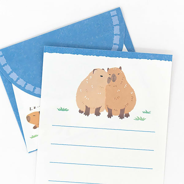 Papier Lettre Enveloppe Zoo in Animlas - Capybara | Moshi Moshi 