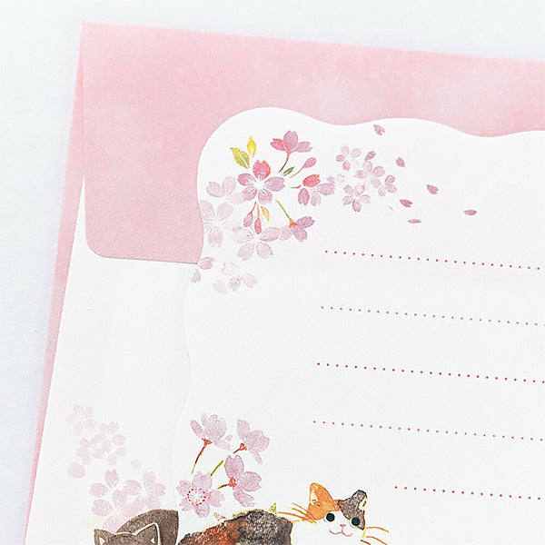 Papier Lettre Chat Nekorobi - Sakura | Moshi Moshi Paris