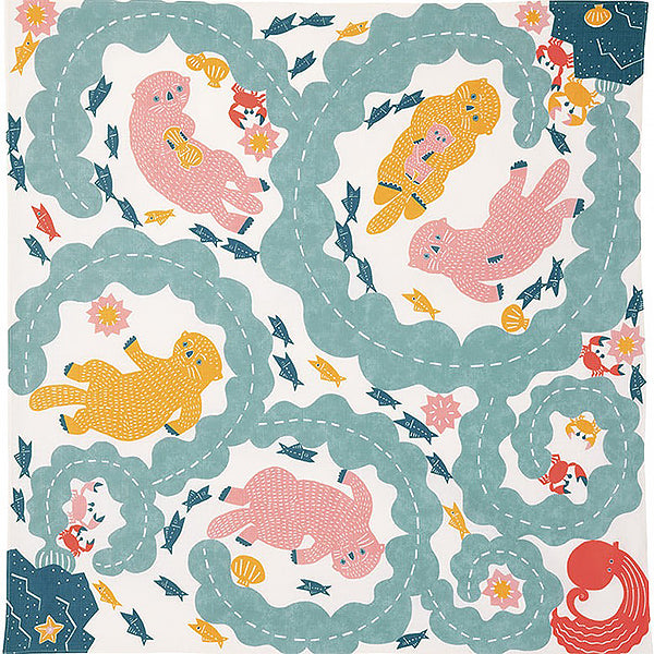 Furoshiki, tissu emballage cadeau, Kata Kata Loutre | Moshi Moshi Paris