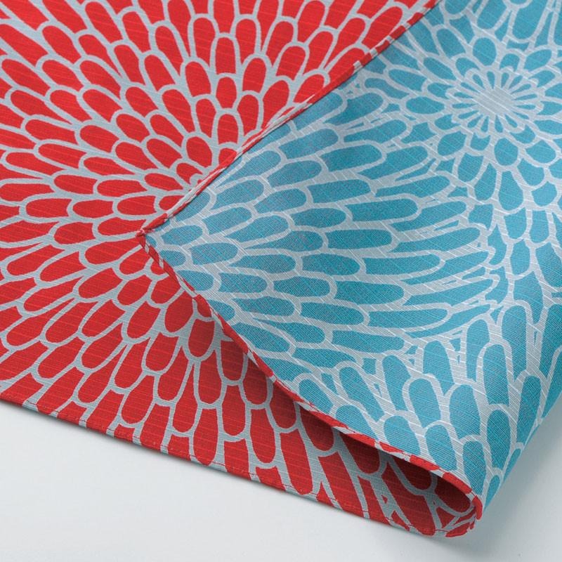 Furoshiki Réversible - Chrysanthème Rouge & Bleu | Moshi Moshi Paris