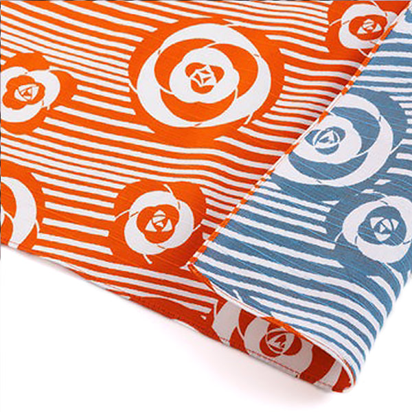 Furoshiki Réversible Camélia - Orange & Bleu | Moshi Moshi Paris Japan