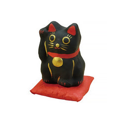 Figurine Chat Maneki Neko - Noir, Papier Mâché | Moshi Moshi Paris