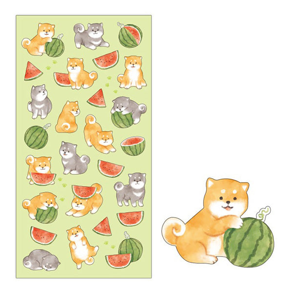 Stickers Shiba Watermelon - Papeterie Japonaise | Moshi Moshi Paris