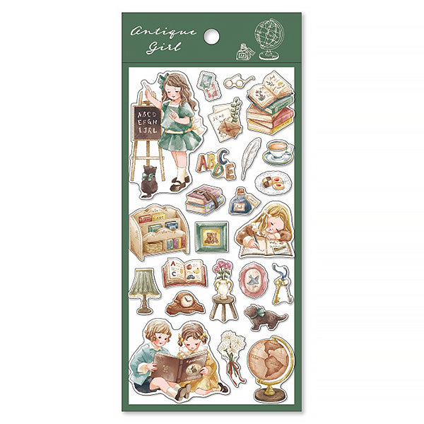 Stickers Antique Girl - Study Time | Moshi Moshi Papeterie