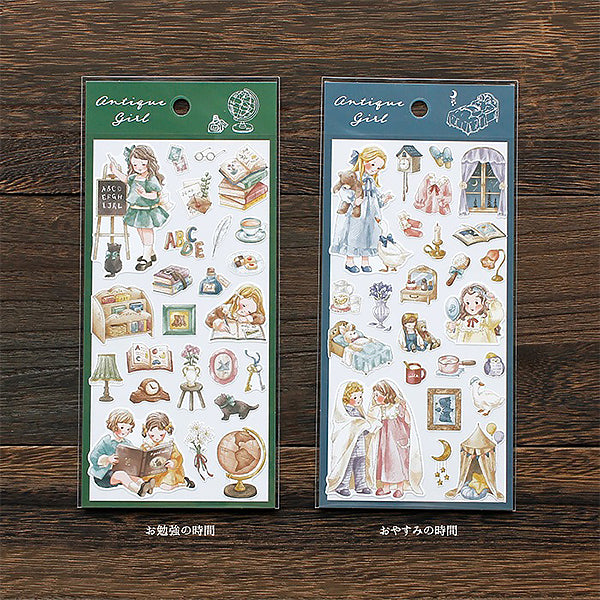 Stickers Antique Girl - Study Time | Moshi Moshi Papeterie