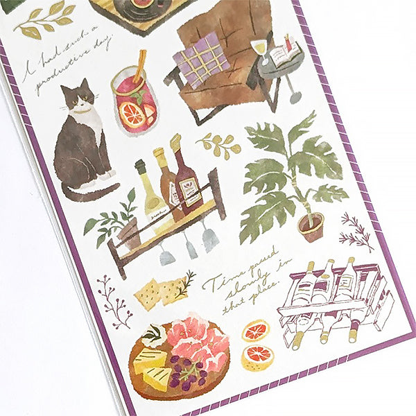 Stickers Snug Room Cat - Wine | Moshi Moshi Papeterie Paris