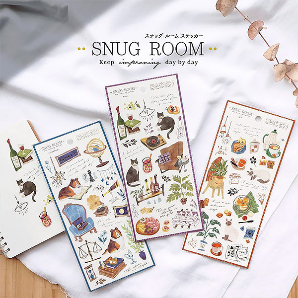 Stickers Snug Room Cat - Wine | Moshi Moshi Papeterie Paris