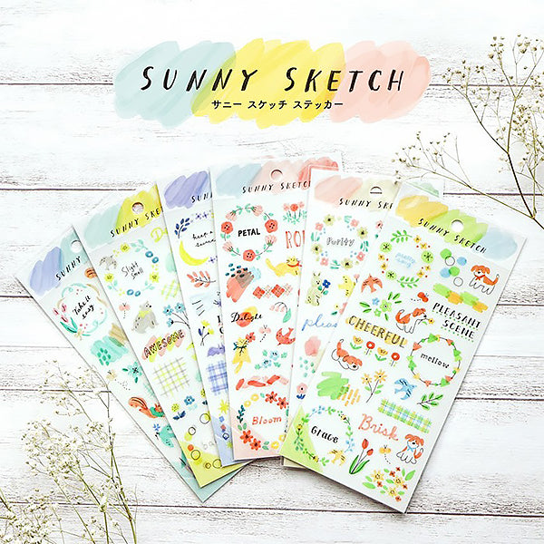 Stickers Sunny sketch - Mizuiro | Moshi Moshi Papeterie Kawaii