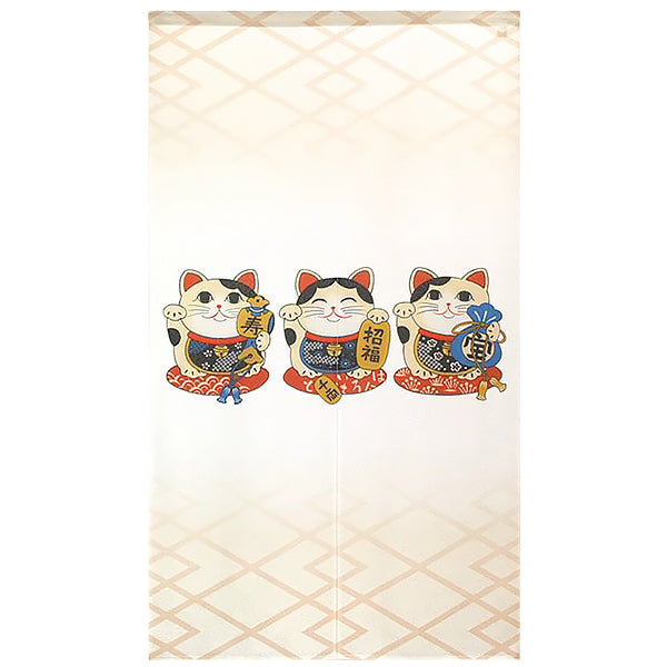 Noren Japonais - Maneki Neko Beige | Moshi Moshi Paris