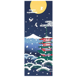 Tenugui Snow Five Story Pagoda Fuji - Japan | Moshi Moshi Paris