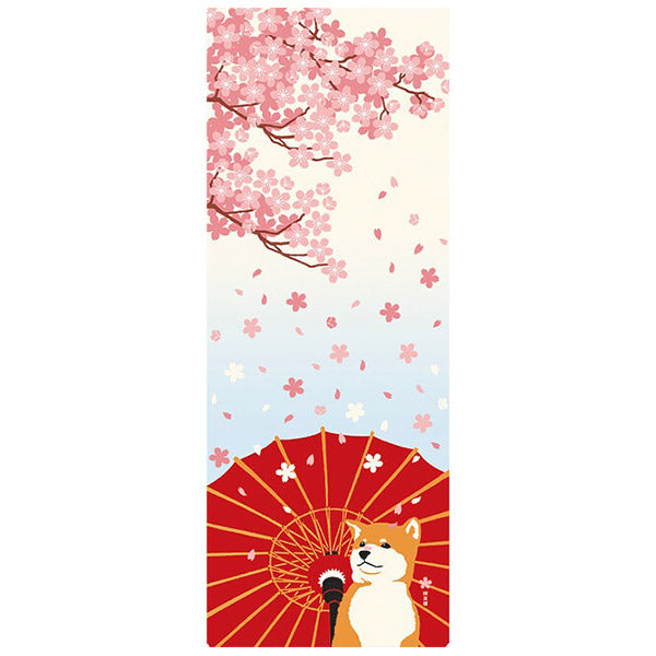 Tenugui Shiba Inu - Sakura Umbrella | Moshi Moshi Paris Japan