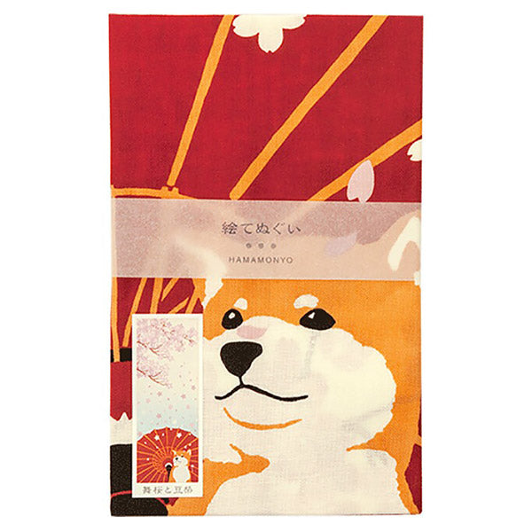 Tenugui Shiba Inu - Sakura Umbrella | Moshi Moshi Paris Japan