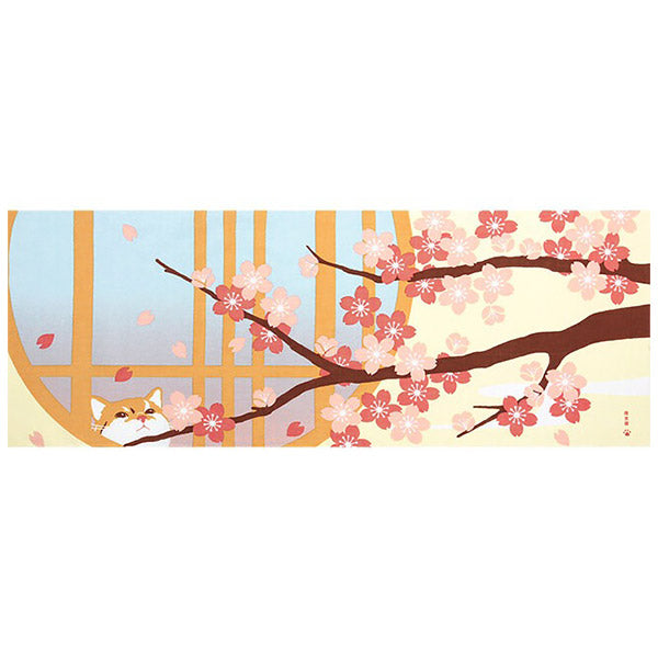 Tenugui Chat - Cat Sakura Spring | Moshi Moshi Paris 