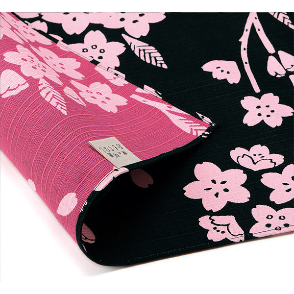 Furoshiki Réversible - Cherry Blossom Noir & Fushia | Moshi Moshi