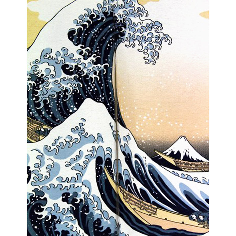 Noren japonais représentant la grande vague de kanagawa d'hokusai.