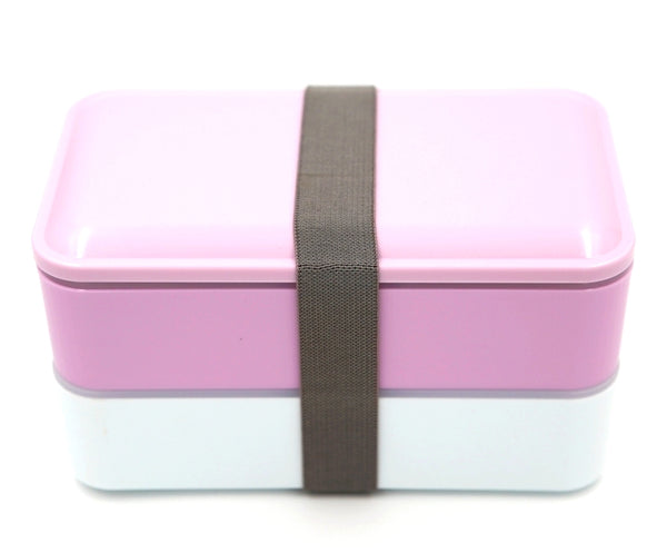 Bento lunch box design minimaliste, couleur mauve et blanc proposant 2 compartiments